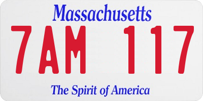 MA license plate 7AM117