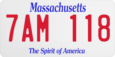 MA license plate 7AM118