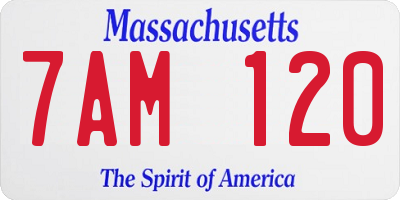 MA license plate 7AM120