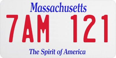 MA license plate 7AM121