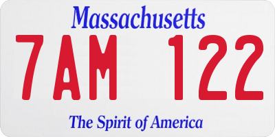 MA license plate 7AM122