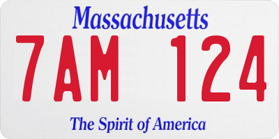 MA license plate 7AM124