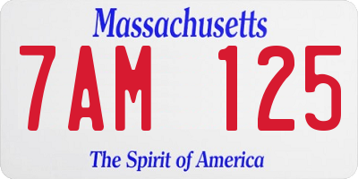 MA license plate 7AM125