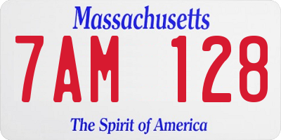 MA license plate 7AM128