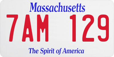MA license plate 7AM129