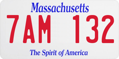 MA license plate 7AM132