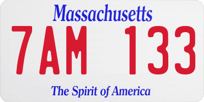 MA license plate 7AM133