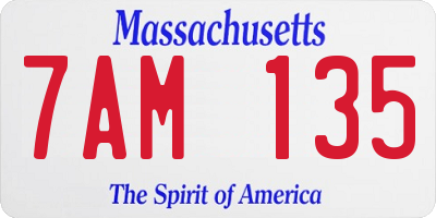 MA license plate 7AM135