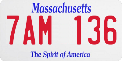 MA license plate 7AM136