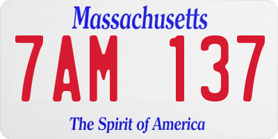 MA license plate 7AM137