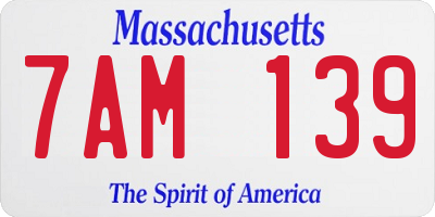 MA license plate 7AM139