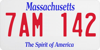 MA license plate 7AM142