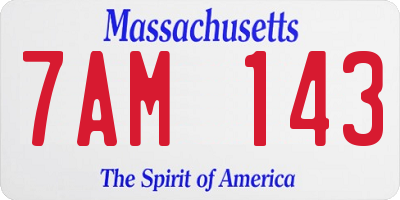 MA license plate 7AM143