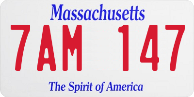 MA license plate 7AM147