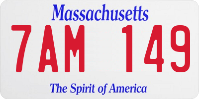 MA license plate 7AM149