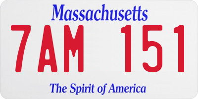 MA license plate 7AM151