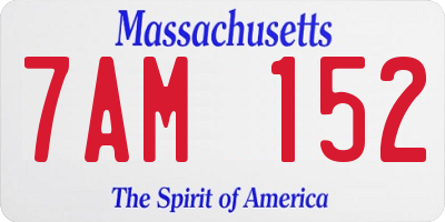 MA license plate 7AM152