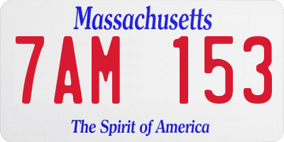 MA license plate 7AM153