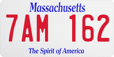 MA license plate 7AM162