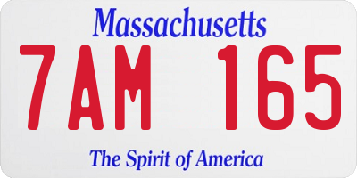 MA license plate 7AM165