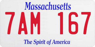 MA license plate 7AM167