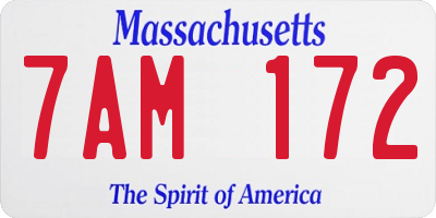 MA license plate 7AM172