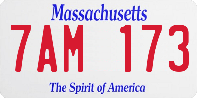 MA license plate 7AM173