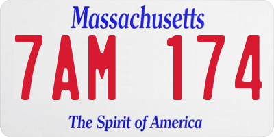 MA license plate 7AM174