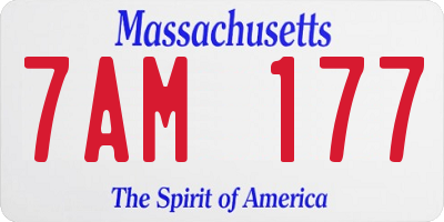 MA license plate 7AM177