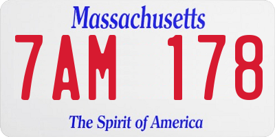 MA license plate 7AM178