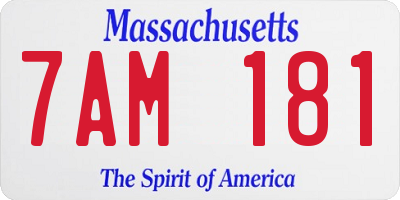 MA license plate 7AM181