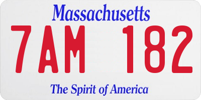 MA license plate 7AM182