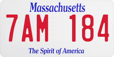 MA license plate 7AM184