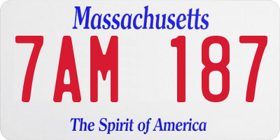 MA license plate 7AM187
