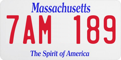 MA license plate 7AM189