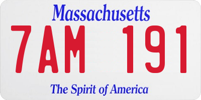 MA license plate 7AM191