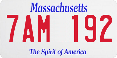 MA license plate 7AM192