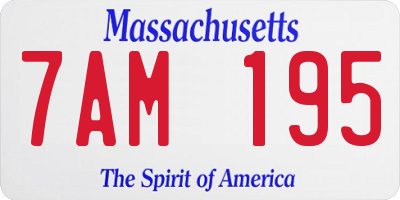 MA license plate 7AM195