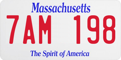 MA license plate 7AM198