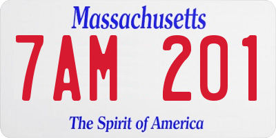MA license plate 7AM201
