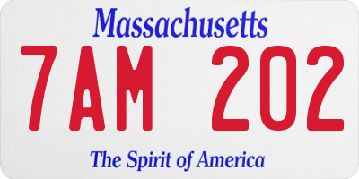 MA license plate 7AM202