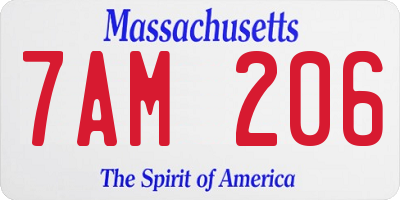 MA license plate 7AM206