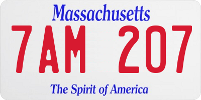 MA license plate 7AM207