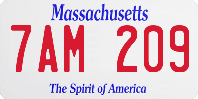 MA license plate 7AM209