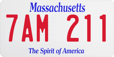 MA license plate 7AM211