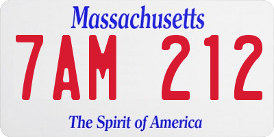 MA license plate 7AM212