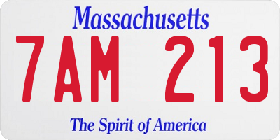 MA license plate 7AM213