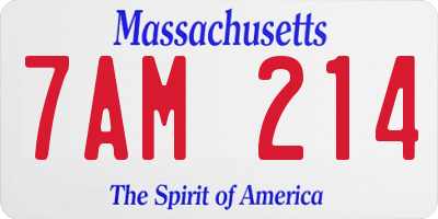 MA license plate 7AM214