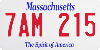 MA license plate 7AM215