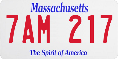 MA license plate 7AM217